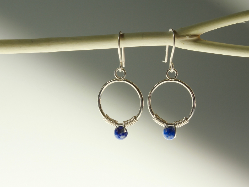 Small circle earrings with denim lapis img_3861.jpg