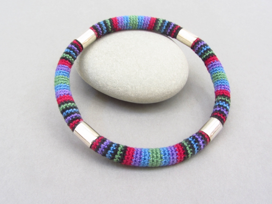 Bangle Bracelet, Black and Jeweltones img_3949.jpg