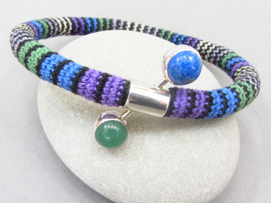 Bangle Bracelet with Green Adventurine and Denim Lapis img_3962.jpg