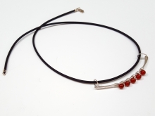 Arc necklace with carnelian gemballs