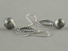 Twisted Wire Circle Earrings with South Sea Pearl