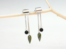 Cylinder top earrings with Joberg green jasper and Black onyx Cylinder top earrings with Joberg green jasper and Black onyx