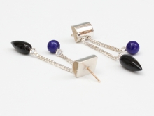 Cylinder Top Earrings with Black Onyx and Lapis Lazuli Cylinder Top Earrings with Black Onyx and Lapis Lazuli