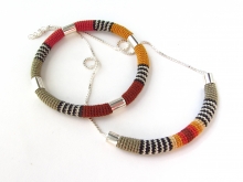 Crocheted bangle bracelet and small crocheted necklace