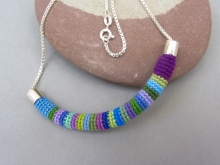 Small arc necklace, blue & purple