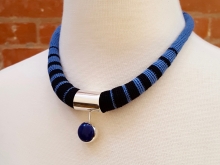 Lapis lazuli, center cylinder necklace