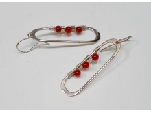 Oval earrings with carnelians