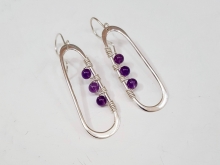 Oval earrings with amethysts